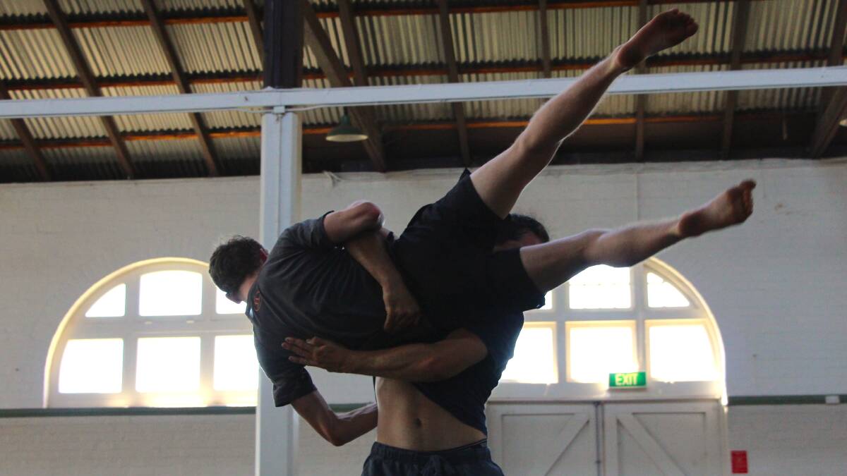 Julien Comer-Kleine and Rory Warne rehearse for My Black Dog. 