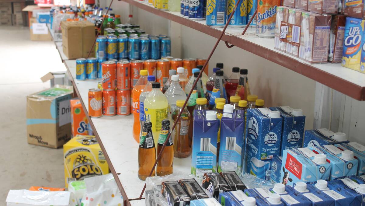 Donated goods line the shelves at the Cobargo Bushfire Relief Centre. 
