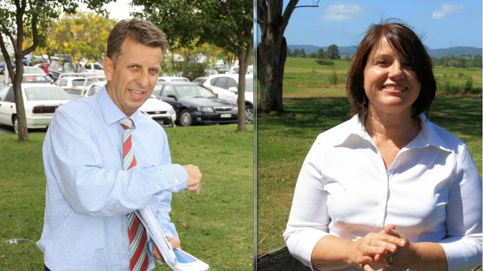 Member for Bega Andrew Constance and NSW Labor Candidate for Bega Leanne Atkinson. 