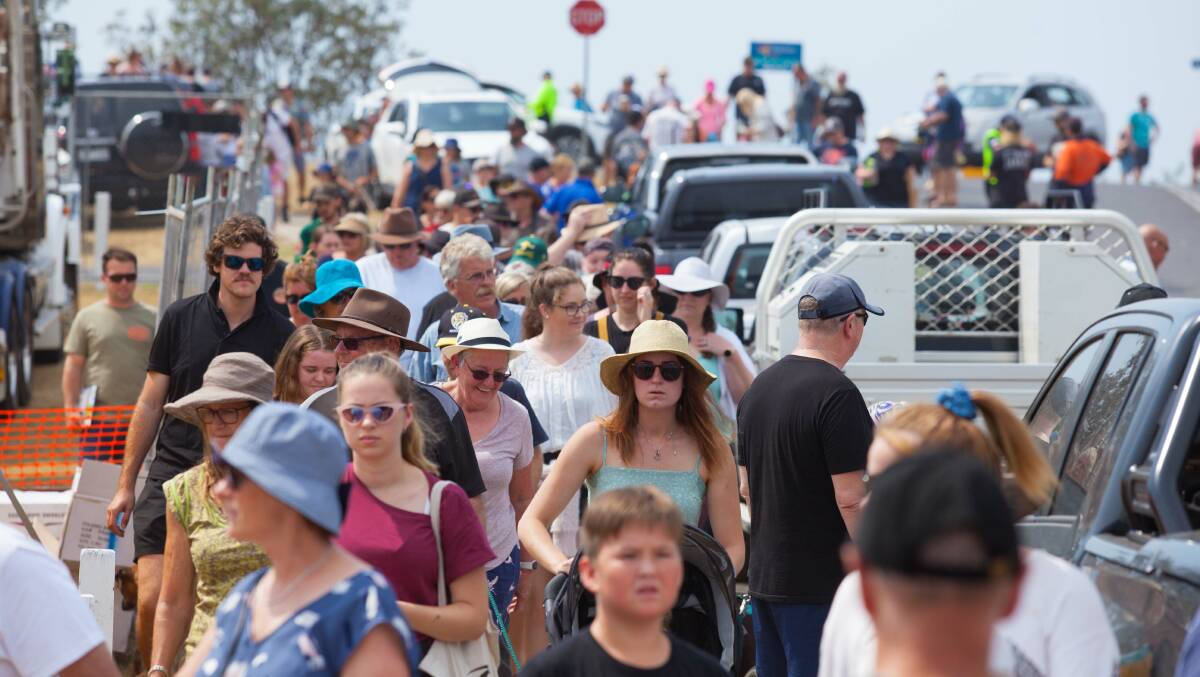 
Whale festival goers pour into the Barclay Street Oval grounds in 2019.