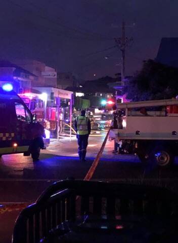 Emergency services were on the scene of the fire at Market St, Merimbula by 5am. Picture: Chloe Louise James