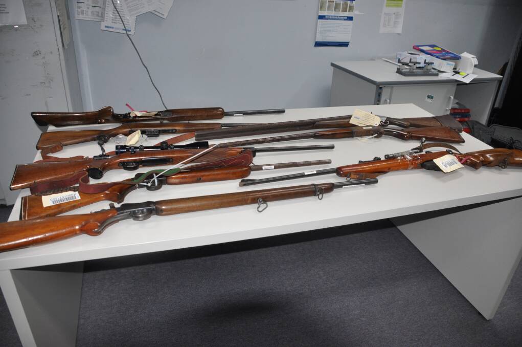 SURRENDERED: Firearms surrendered to Batemans Bay Police Station.