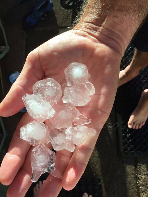 Sue Rootsey shared this photo of the hail around Bega on Tuesday afternoon on social media. 
