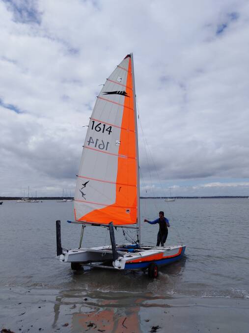 Tony Hastings launched a new cat in the Jervis Bay Regatta. 