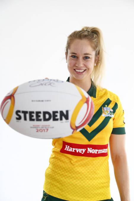 Try scorer: Kezie Apps scored a four-pointer in the Jillaroos' domination of England in the World Cup over the weekend. Picture: NRL PHOTOS.