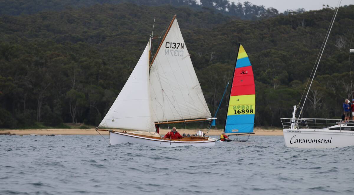 Diversity: One of the club's larger keel boats sails alongside a cat at the start of last year's Twofold Regatta with a diverse fleet expected again this year. 