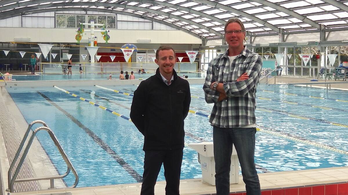 Nicholas Hoynes (left) and Bruce Williamson at the Sapphire Coast Aquatic Centre, Pambula. 