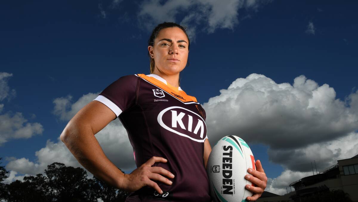 Double up: Cobargo league export Millie Boyle ran 16 carries for 146 metres in the Broncos' 20-10 win over the Roosters on Sunday. Picture: Scott Davis / NRL Imagery. 