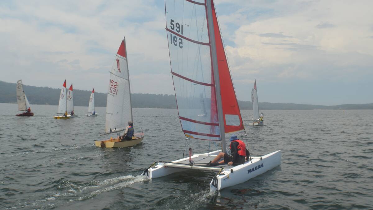 Good start: Some of the Wallagoot fleet make a great start off the line during one of the races on Saturday.