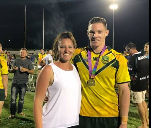 Keiarna and Ky Rodwell celebrate Australia's gold medal effort in the under 23s Commonwealth championship. 