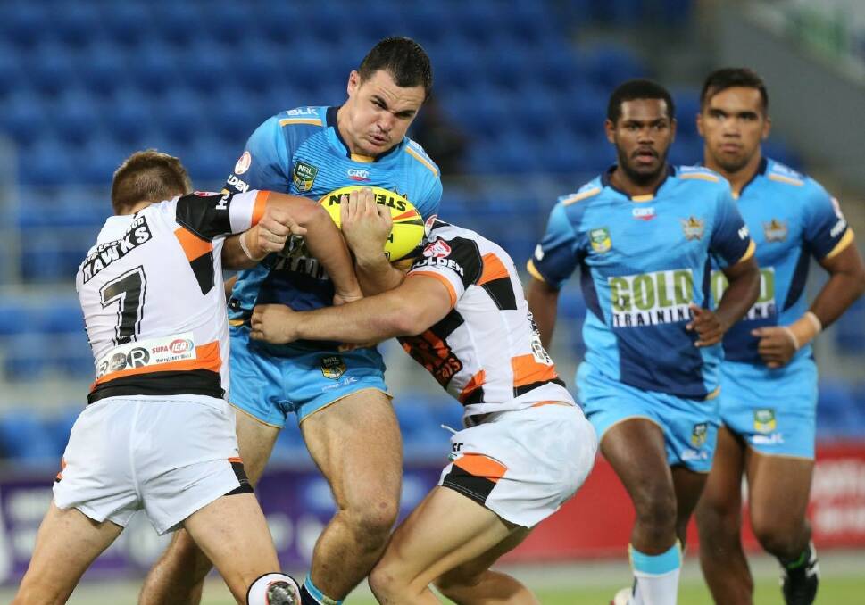 Sledgehammer: Morgan Boyle was named 'Rookie of the Year' for the Gold Coast Titans last year. Four Bega Valley players are gearing up for 2018 NRL season kick-off. 