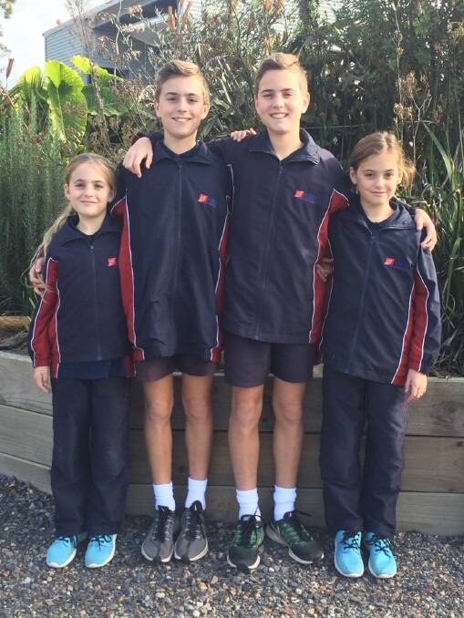 Gifted family: Ava, Flynn, Archer and Macey Whitby are two sets of twins that all qualified for state cross country recently. Picture: supplied. 