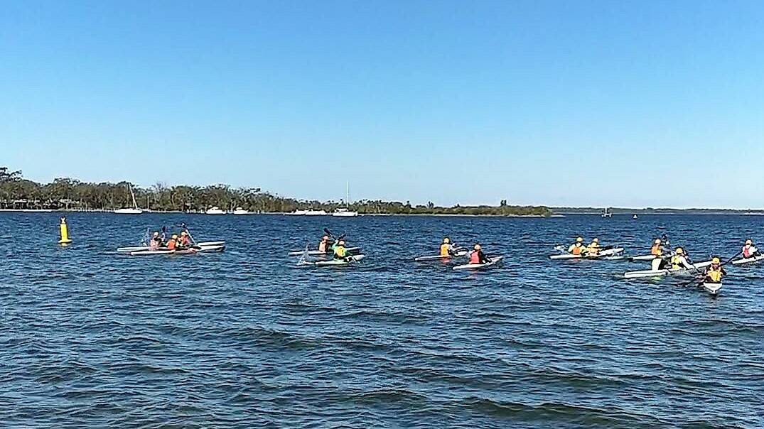 Strong contenders: Competitors get a clean start from Paynesville on the 27km course of the Gippsland Lakes Paddle Challenge. Picture: supplied. 