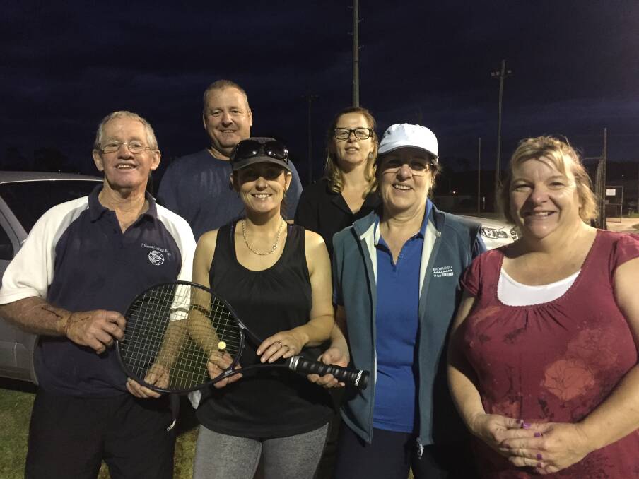 Tennis champs: A grade winners Frank Davey, Mark Venables, Jodie Whitby, Jana Welsford, Gen Ryan and Shelley da Costa.