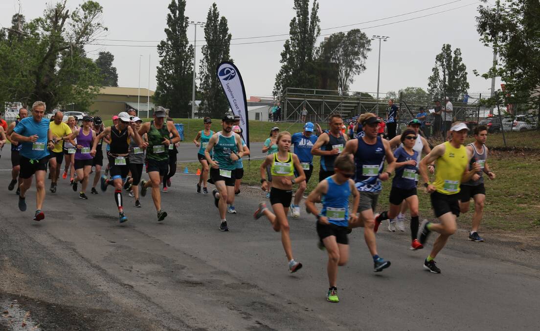 They're off: Runners hurtle off the blocks at the start of the Bega Fun Run 10km event in 2017 with early bird entries for this year opening in August. 