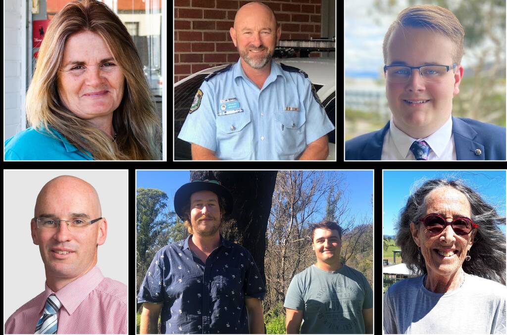 Local Australia Day Award recipient Angela Kane, Citizen of the Year Acting Sergeant Bradley Ross, Young Citizen of the Year Benjamin Neville, award recipients Rodney McDonald, Bradley Jamieson and Tarnie Long, and Senior Citizen of the Year Susan Bear.
