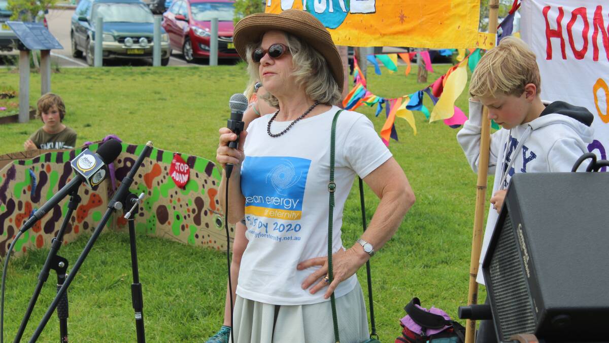 CLIMATE VOTE: Bega Valley Shire Greens councillor Cathy Griff speaks to the crowd during a School Strike 4 Climate in Bega's Littleton Gardens late last year. Picture: Alasdair McDonald