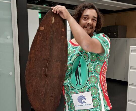 Last year Rodney "Murrum" Kelly became the first Gweagal man to hold the shield, held in the British Museum, in almost 250 years. Picture: Supplied