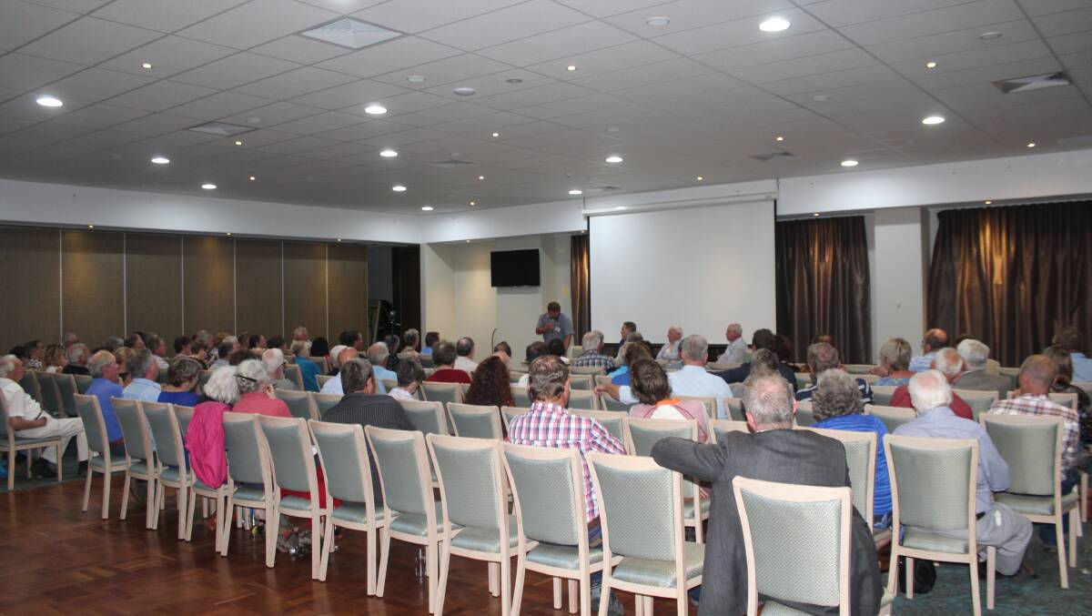 Landowners, farmers and members of the community gather at the Merimbula RSL on Thursday.