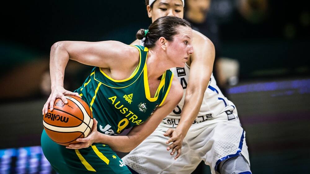 Australian forward Kelsey Griffin top-scored in her Opals debut against Korea on Sunday. Picture: FIBA.com
