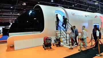 The Virgin Hyperloop One prototype at Dubai Motor Show in 2019. Picture: Shutterstock.