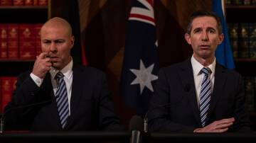 Josh Frydenberg (left) appears to be among a number unseated moderate Libs, as Simon Birmingham says the party needs to bring more women into the fold. Picture: AAP