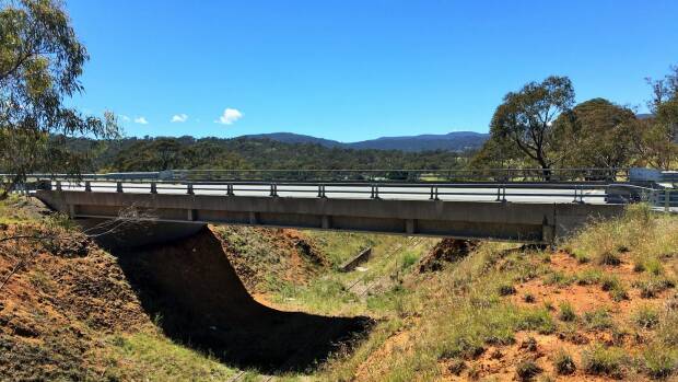 The infamous "Petrov Bridge" which spans a railway cutting on the Monaro Highway. Photo: Tim the Yowie Man