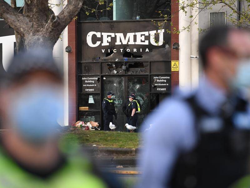 The RSPCA is investigating an attack on a dog at the CFMEU protest in Melbourne.