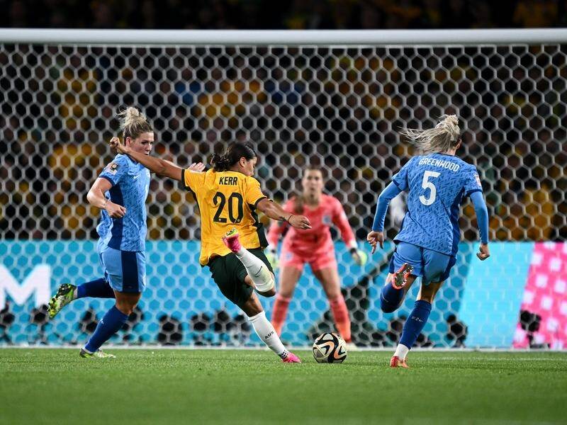 Sam Kerr scored a Women's World Cup wonder goal for Australia but it was in vain as England won 3-1. (Dan Himbrechts/AAP PHOTOS)
