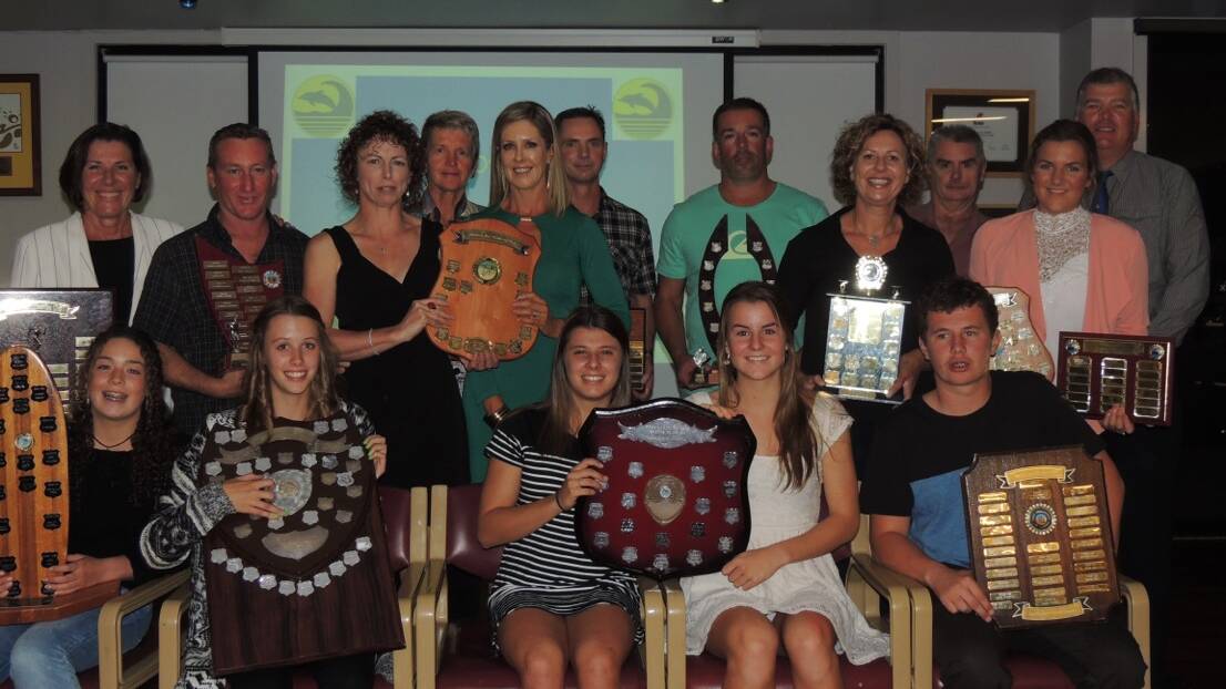 • Award winners celebrate at the Pambula Sure Life Saving Club’s presentation night on Saturday. 