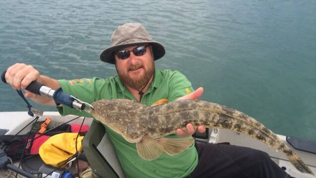 EDITOR’S CATCH: Narooma News editor Stan Gorton started out his competition well getting a 68cm flathead within the first half and hour of the competition on Day 1.
