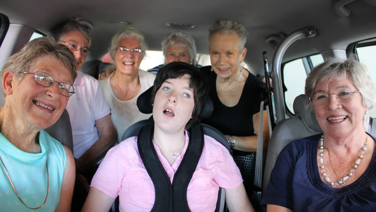 Joining Colleen Barrett in her new fully converted Kia Carnival are members of the Wyndham Hymn Singers (back row, from left) Nancy Grant, Norma Wright, Colleen’s grandmother Barbara Brand, Andy Cross, (front) Aileen Trezise and Alice Elton. 