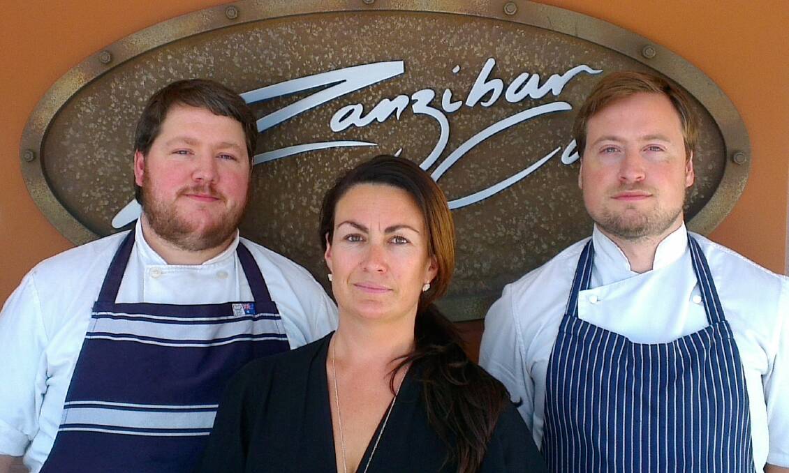 Zanzibar Cafe owners, chef, Huw Jones, left, with Renee Loftus and chef, Angus Jones. 
