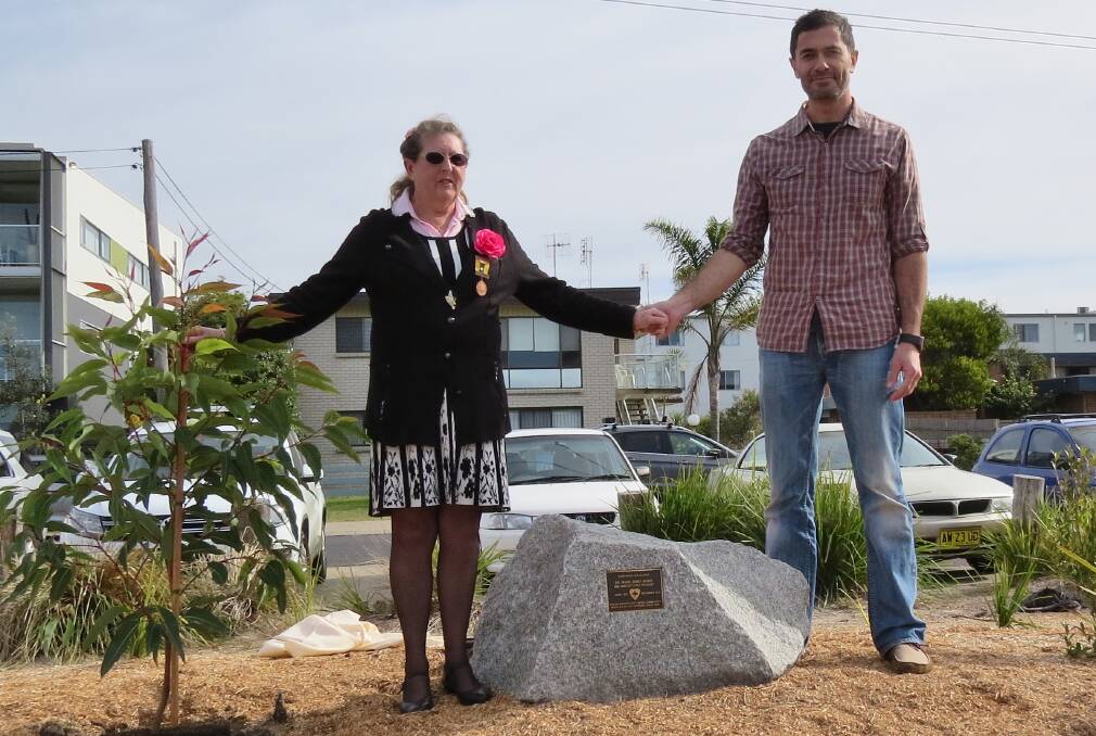 Memorial: Danny Ferrara and Shirley Rixon at the tree planting ceremony dedicated to the late Dr Mark Sands at Ford Park on Sunday, August 14, 2016. 