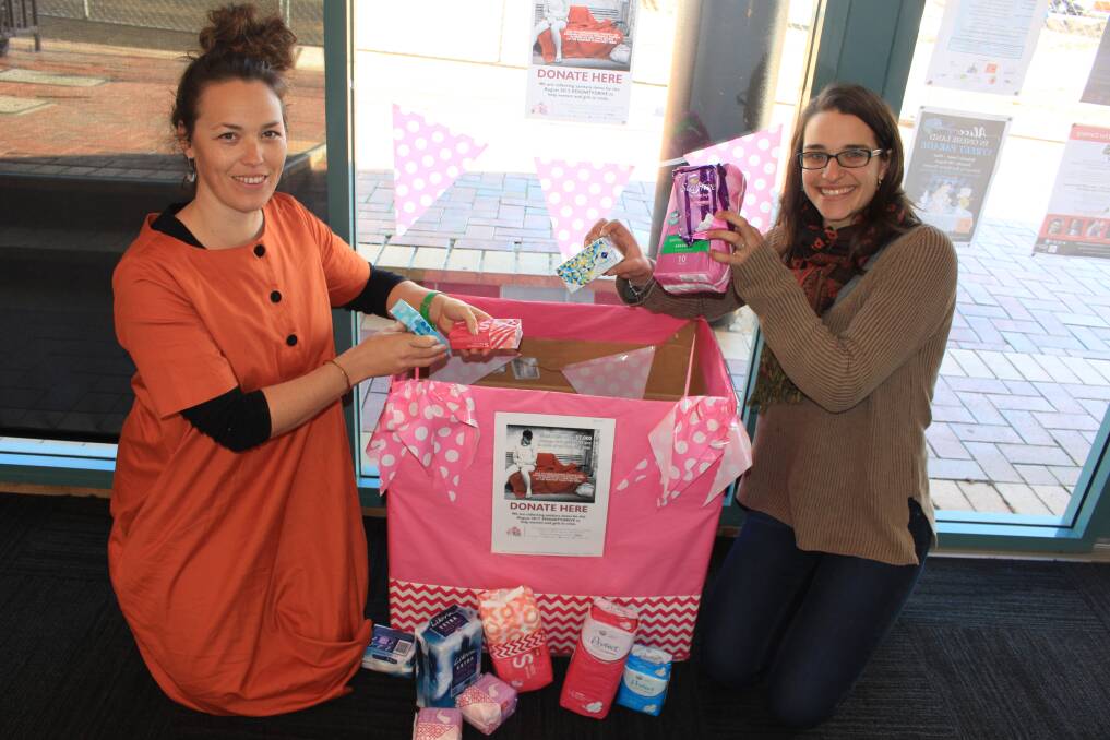 SHARING DIGNITY: Local Share the Dignity campaign organisers Jill Francis and Alexia Talbot encourage the donation of sanitary items. Picture: Melanie Leach