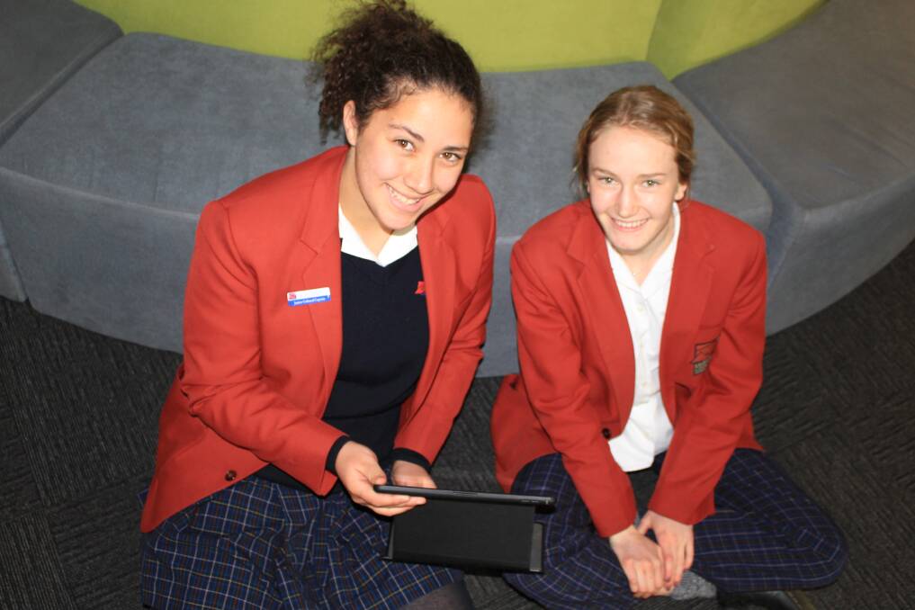 Flair For Film: Lumen Christi students Ruby Bichard and Sasha Chadwick are finalists in this year's YOOFTube short film competition. Picture: Melanie Leach