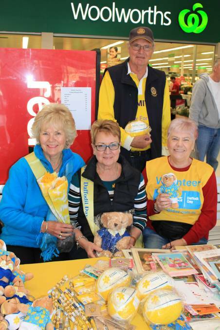 Manning a fun and busy Tura Beach Daffodil Day stall are Shirley Seychell, Kathy Soutter, Barb Clough and David Gilbert.