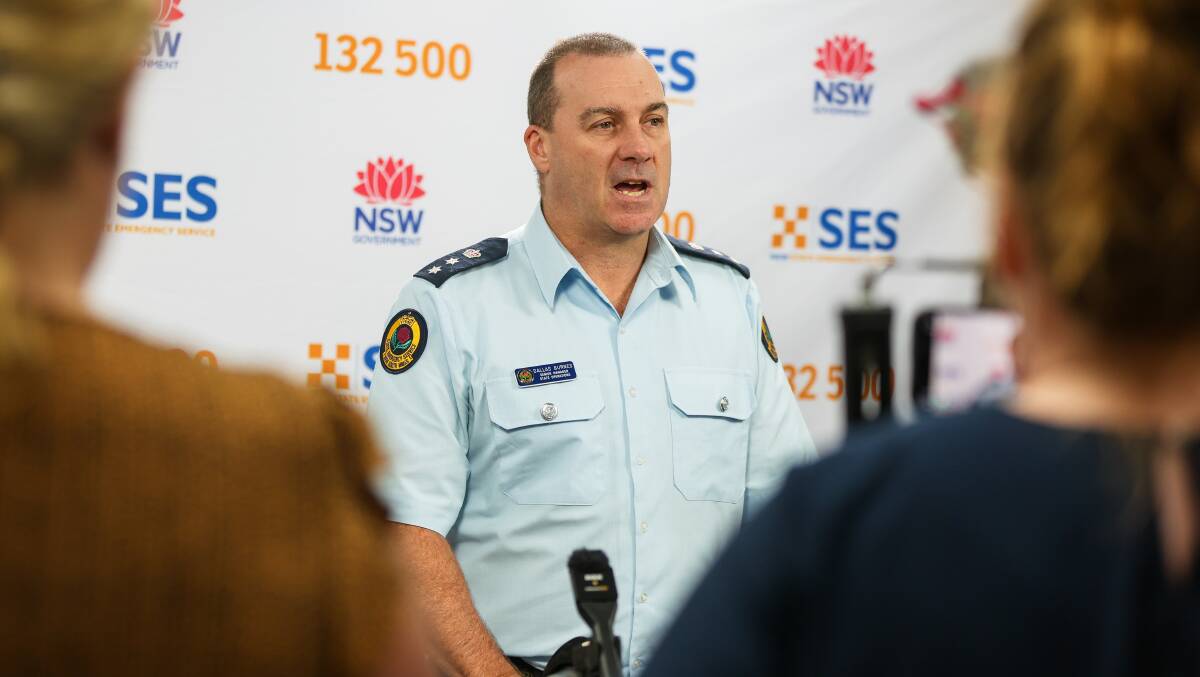 SES Chief Superintendent Dallas Burnes during a press conference when he issued a warning about predicted heavy rains and damaging winds. Picture by Adam McLean