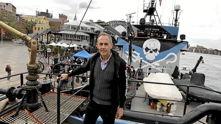 Bob Brown on a visit on the Sea Shepherd in August.
