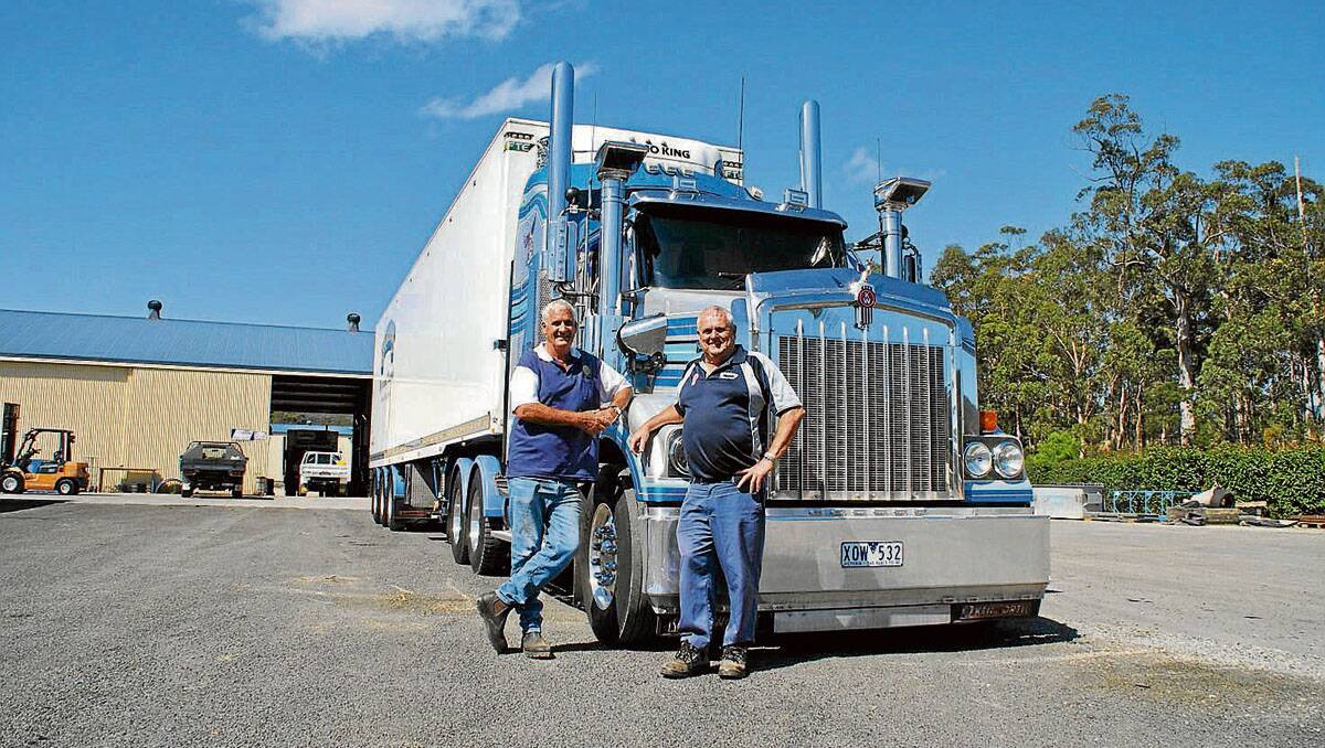 • Daryl Dobson, of Pambula Rotary, left with Neville Bobbin, Bobbins Transport, South Pambula want to fill a semi-trailer with furniture for flood victims in Bundaberg.