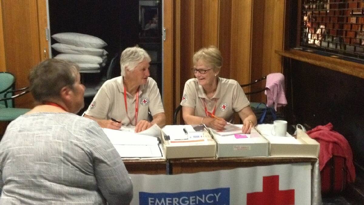 Volunteers from the Merimbula and Bega Red Cross Emergency Services teams assisting at Delegate.  