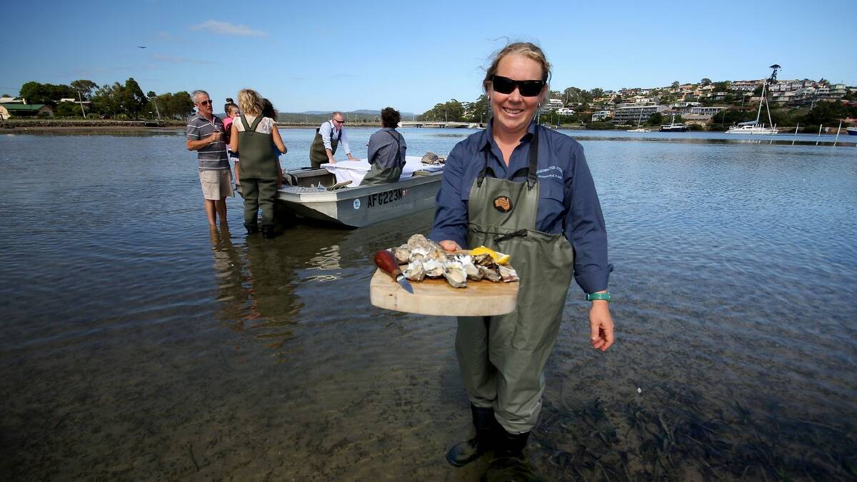 You may have seen an unusual sight on Merimbula Lake on Thursday, but it was just ‘Eat – Merimbula’ organiser and local oyster guru Sue McIntyre testing out a new idea on other local foodies for the one day food festival. 